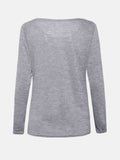 Unifarben T-Shirt aus Baumwolle Langarm Rundhals