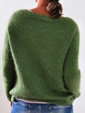 Große Größen Gestrickter Pullover Unifarben