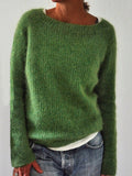 Große Größen Gestrickter Pullover Unifarben