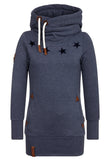 Blau Tunnelzug Baumwollgemisch Langarm Lässig Sweatshirt