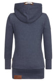 Blau Tunnelzug Baumwollgemisch Langarm Lässig Sweatshirt