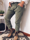 Baumwollgemische Lässige Hosen mit Taschen