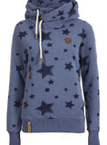 Blau Kapuze Baumwollgemisch Langarm Sweatshirt