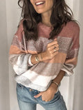 Rundhals Farbblock Pullover