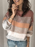 Rundhals Farbblock Pullover