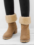 Damen warmes Quadratisch Absätze Schneestiefel