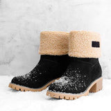 Damen warmes Quadratisch Absätze Schneestiefel