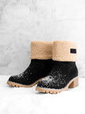 Damen warmes Quadratisch Absätze Schneestiefel