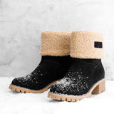 Damen warmes Quadratisch Absätze Schneestiefel