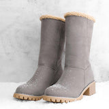 Damen warmes Quadratisch Absätze Schneestiefel