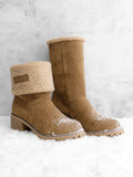 Damen warmes Quadratisch Absätze Schneestiefel