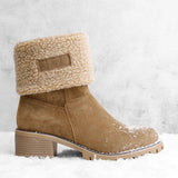 Damen warmes Quadratisch Absätze Schneestiefel