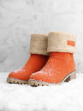 Damen warmes Quadratisch Absätze Schneestiefel