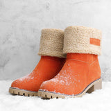 Damen warmes Quadratisch Absätze Schneestiefel