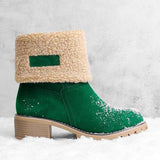 Damen warmes Quadratisch Absätze Schneestiefel