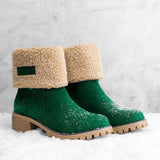 Damen warmes Quadratisch Absätze Schneestiefel