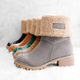 Damen warmes Quadratisch Absätze Schneestiefel