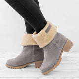 Damen warmes Quadratisch Absätze Schneestiefel