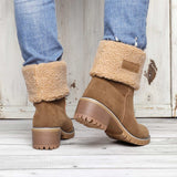Damen warmes Quadratisch Absätze Schneestiefel