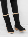Damen warmes Quadratisch Absätze Schneestiefel