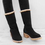 Damen warmes Quadratisch Absätze Schneestiefel