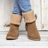 Damen warmes Quadratisch Absätze Schneestiefel