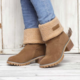 Damen warmes Quadratisch Absätze Schneestiefel