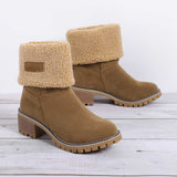 Damen warmes Quadratisch Absätze Schneestiefel