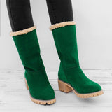 Damen warmes Quadratisch Absätze Schneestiefel