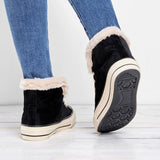 Damen Converse Pelz Sneakers Wildleder Schnürschuhe