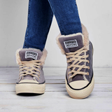 Damen Converse Pelz Sneakers Wildleder Schnürschuhe