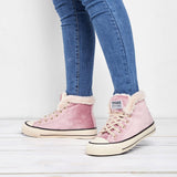 Damen Converse Pelz Sneakers Wildleder Schnürschuhe