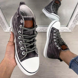 Damen Mittel Top Leinwand Denim Übergroße Schuhe