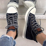 Damen Mittel Top Leinwand Denim Übergroße Schuhe