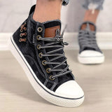 Damen Mittel Top Leinwand Denim Übergroße Schuhe