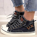 Damen Mittel Top Leinwand Denim Übergroße Schuhe