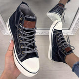 Damen Mittel Top Leinwand Denim Übergroße Schuhe