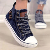 Damen Mittel Top Leinwand Denim Übergroße Schuhe