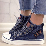 Damen Mittel Top Leinwand Denim Übergroße Schuhe