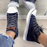 Damen Mittel Top Leinwand Denim Übergroße Schuhe