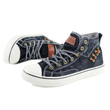 Damen Mittel Top Leinwand Denim Übergroße Schuhe