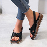 Riemen Slingback Kork Keilabsatz Sandale
