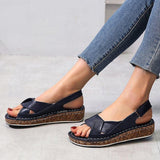 Riemen Slingback Kork Keilabsatz Sandale
