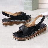 Riemen Slingback Kork Keilabsatz Sandale