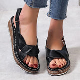 Riemen Slingback Kork Keilabsatz Sandale