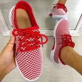 Mesh Schlupf Schnürung Laufschuhe Rot Schwarz