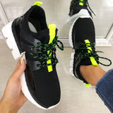 Flyknit Stoff Schimmernd Plateau Keilabsatz Sneakers Armeegrün