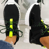 Flyknit Stoff Schimmernd Plateau Keilabsatz Sneakers Armeegrün