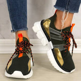 Flyknit Stoff Schimmernd Plateau Keilabsatz Sneakers Armeegrün