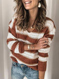 gestreifter langärmeliger leichter Pullover